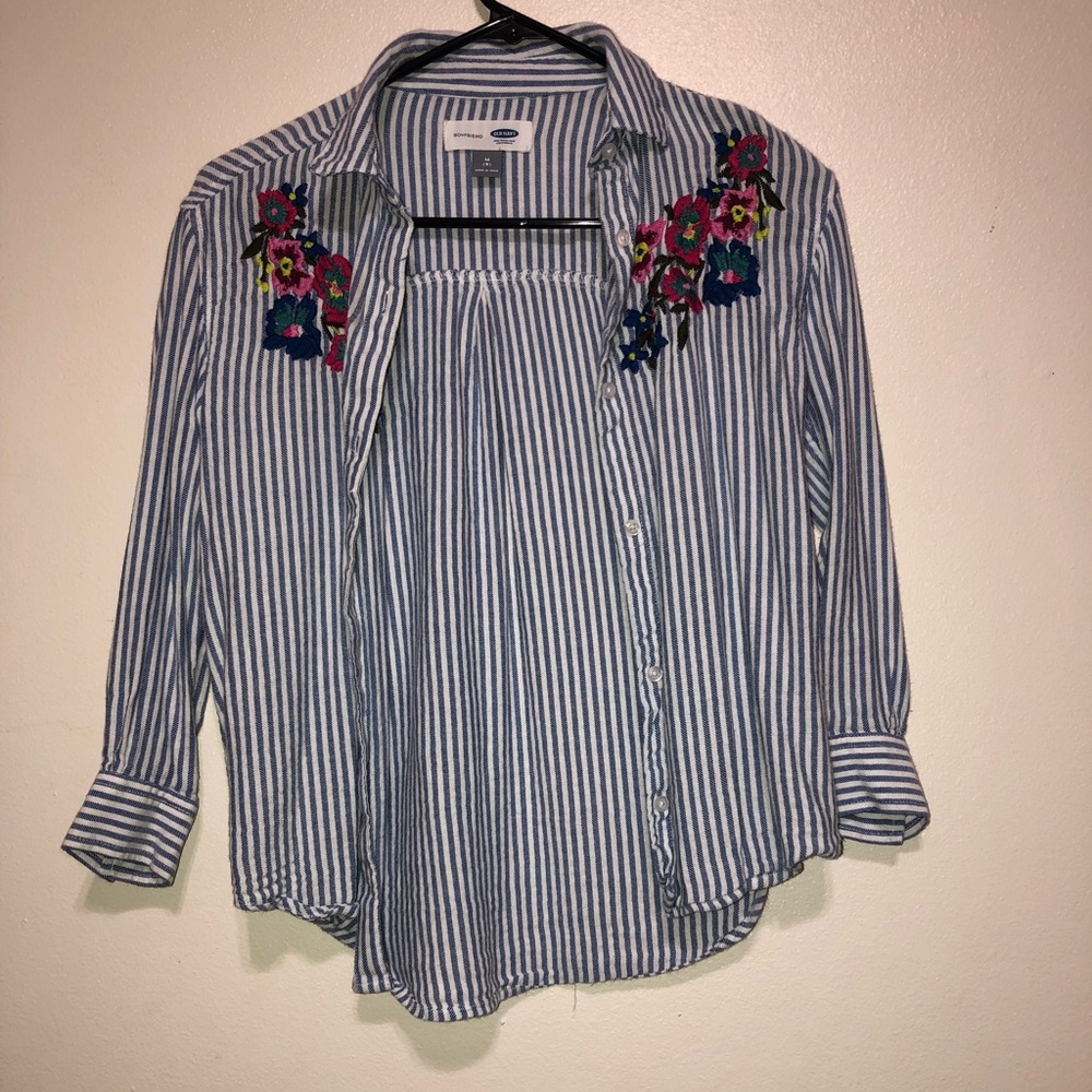 Blue and White Striped long-sleeve
